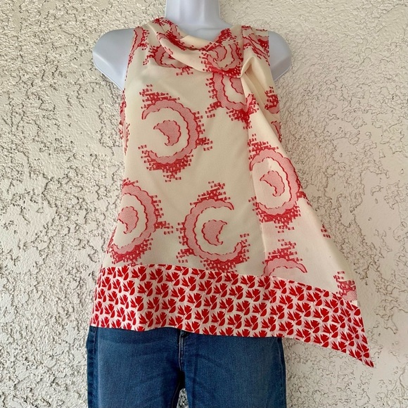 Diane Von Furstenberg Womens Size 2 Blouse Silk Cowl Neck Asymmetrical - Picture 3 of 16